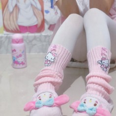 Kawaii Kitty Anime Egirl Leg Warmers Socks - Pink