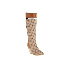 Pointed Toe Cuban Half Wedge Heels Autumn Classics Back Zipper Boots  - Auburn