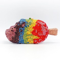 Ice Cream Shaped Rhinestones Mini Clutch Party Purses - Multicolor