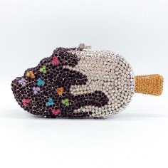 Ice Cream Shaped Rhinestones Mini Clutch Party Purses - Multicolor