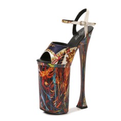 Peep Toe Strange Slim Pointed Ultra Heels Ankle Buckle Straps Pumps - Black