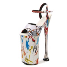 Peep Toe Strange Slim Pointed Ultra Heels Ankle Buckle Straps Pumps - White