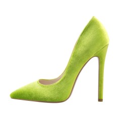 Pointed Toe Stiletto Slip On Classical Pumps
 - Green Velvet