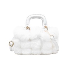 Winter Style Faux Fur Mini Plush Crossbody Handbag Bags - White