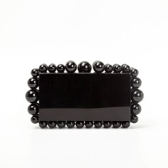 Acrylic Box Beads Evening Clutch Bags - Black