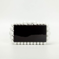 Acrylic Box Beads Evening Clutch Bags - Black White