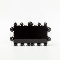 Acrylic Box Beads Evening Clutch Bags - White Black