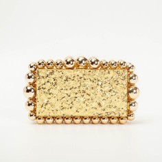 Acrylic Box Beads Evening Clutch Bags - Gold