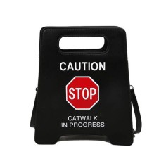 Funny Caution Letter Sign Costumes Handbag - Black