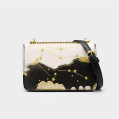 Little Prince Style Stars Chain Crossbody Handbag Bags - Black