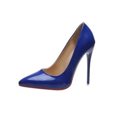 Pointed Toe Stiletto Heels Patent Pumps - Blue