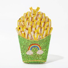 Rhinestone French Fries Rainbow Clutch Bag