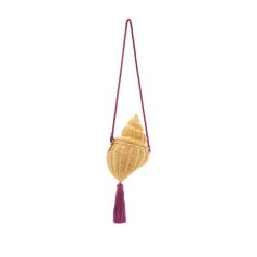 Summer Style Rattan Conch Sea Shell Straw Beach Bags - Purple