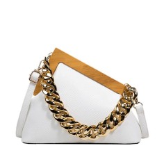 Snake Print Vintages Wooden Clips Trend Shoulder Bags - White