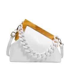 Autumn Vintages Wooden Clips Trend Shoulder Bags - White