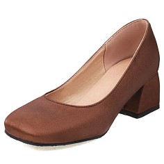 Square Toe Chunky Low Heels Classic Style Vintage Pumps - Brown