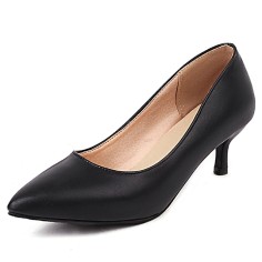 Pointed Toe Medium Kitten Heels Vintage Pumps - Black