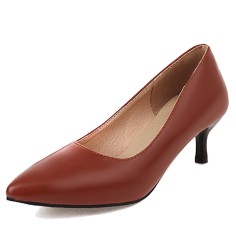 Pointed Toe Medium Kitten Heels Vintage Pumps - Auburn