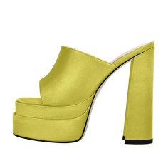 Peep Toe Chunky Heels Platforms Spring Sandals - Olive