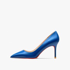 Pointed Toe 3 inches Stiletto Heels Pastel Mat Classic Office Wedding Pumps - Blue
