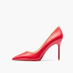 Pointed Toe 4 inches Stiletto Heels Pastel Mat Classic Office Wedding Pumps - Red