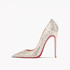 Pointed Toe 5 inches Stiletto Heels Sequins Classic Pumps - Thick Gold
