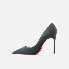 Pointed Toe 4 inches Stiletto Heels Suede Classic Office Wedding Pumps - Gray