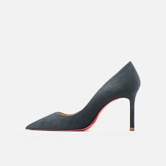 Pointed Toe 3 inches Stiletto Heels Suede Classic Office Wedding Pumps - Gray