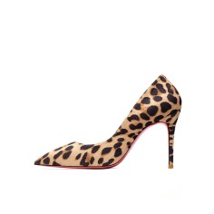 Pointed Toe 3 inches Stiletto Heels Suede Classic Office Wedding Pumps - Leopard