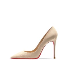 Pointed Toe 4 inches Stiletto Heels Suede Classic Office Wedding Pumps - Nude