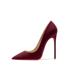 Pointed Toe 5 inches Stiletto Heels Suede Classic Office Wedding Pumps - Wine