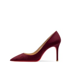 Pointed Toe 3 inches Stiletto Heels Suede Classic Office Wedding Pumps - Wine 