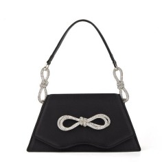Vintage Shaped Bowtie Rhinestones Bags - Black