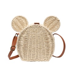 Wicker Straw Cute Kawaii Cartoon Mini Bags - Beige