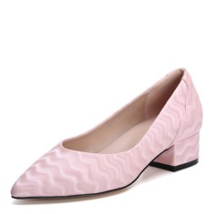 Pointed Toe Shallow Mouth Thick Low Heeled Flats - Pink