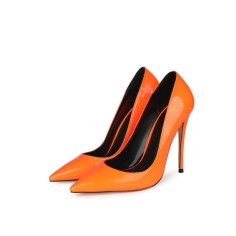 Pointed Toe Stiletto Heels Patent Pumps - Orange