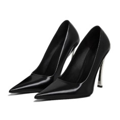 Pointed Toe Classic Curved Stiletto Heels Pumps - Black
