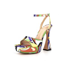 Peep Toe Platforms Ankle Buckle Straps Chunky Heels Sequins Multicolor Sandals Pumps - Cyan Blue