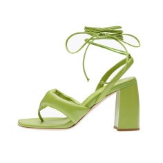 Peep Toe Chunky Heels Ankle Lace Up Gladiator Straps Summer Sandals - Green