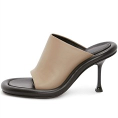 Peep Toe Stiletto Heels French Vintage Sandals Slippers - Khaki Brown