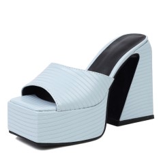 Round Toe Chunky Heels Platforms Outdoor Sandals - Blue