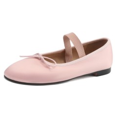 Comfortable Elegant Silk and Leather Ballet Flats - Pink