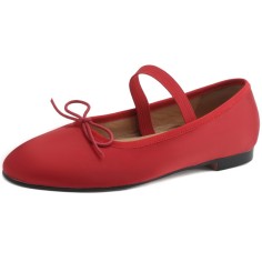 Comfortable Elegant Silk and Leather Ballet Flats - Red