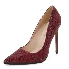 Pointed Toe Stiletto Print Heels Classic Pumps - Red