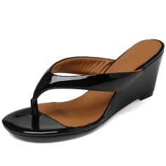 Summer Outside Monaco Wedges Flip Flops Sandals - Black