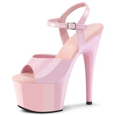 Peep Toe Stiletto Heels Patent Ankle Buckle Straps Platforms Pumps - Pink