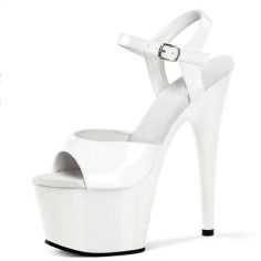 Peep Toe Stiletto Heels Patent Ankle Buckle Straps Platforms Pumps - White