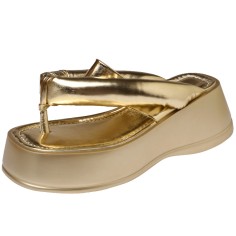 Summer Outside Wedges Flip Flops Slippers Sandals - Gold
