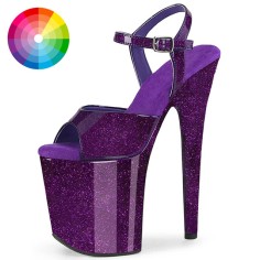 Peep Toe Stiletto Heels Pearlescent Crystal Glitter Patent Ankle Buckle Straps Platforms Pumps - Custom Color
