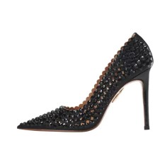 Pointed Toe Stiletto Heels Crystal Beads Rhinestones Pumps - Black